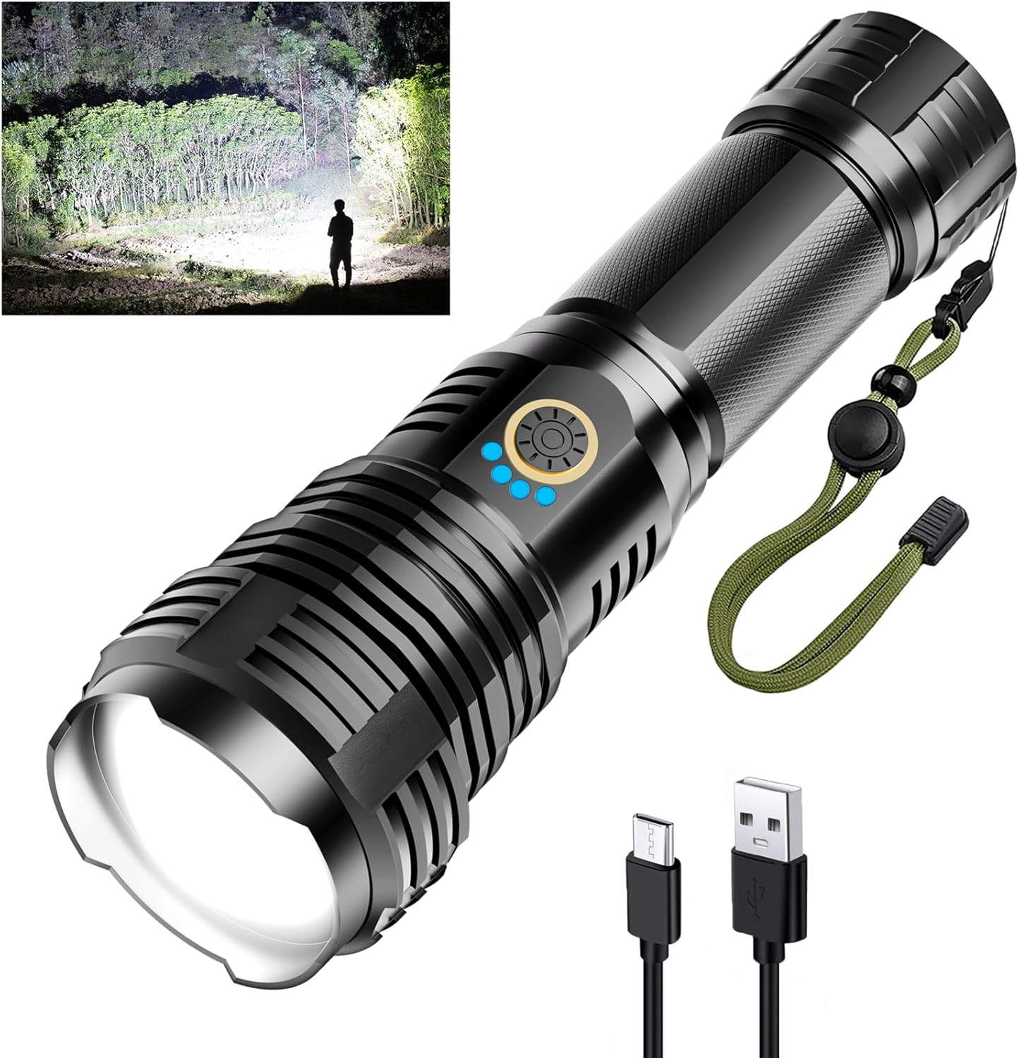 Glarylight Taschenlampe LED Aufladbar 600000 Lumen